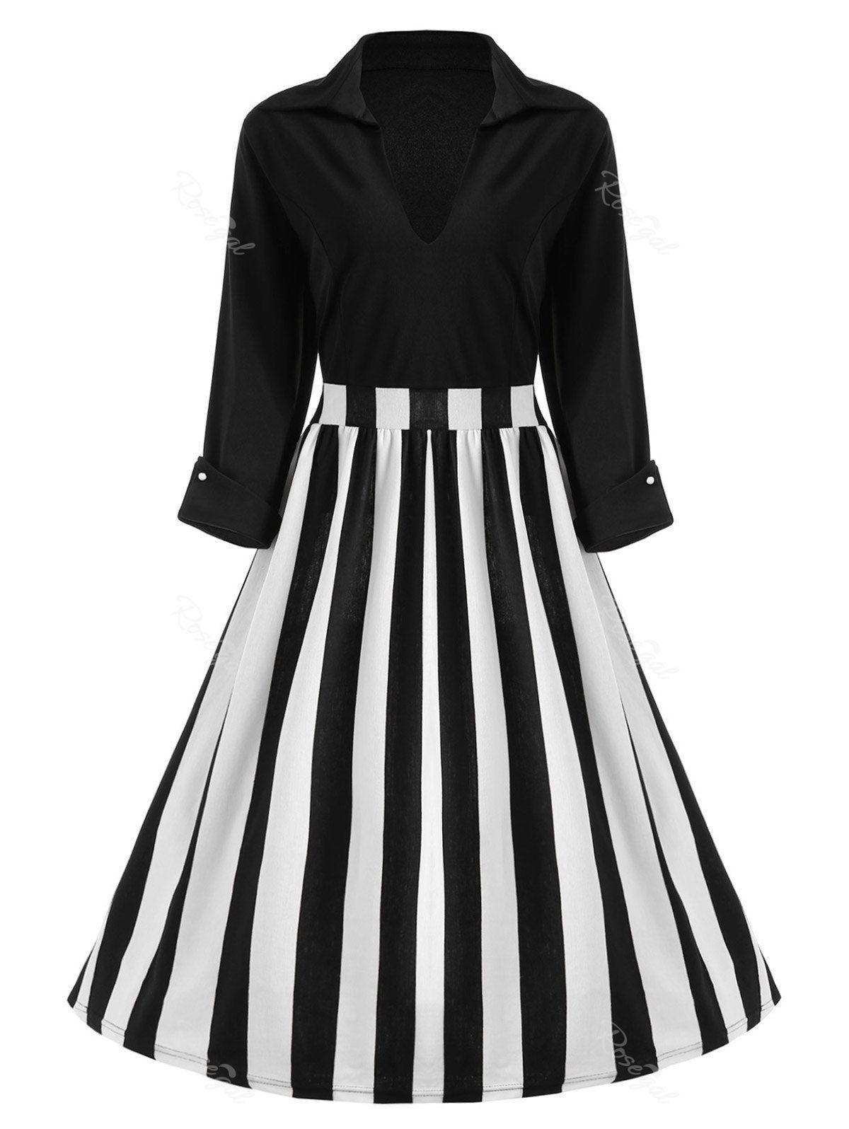 [6% OFF] Striped Vintage Plus Size Dress | Rosegal