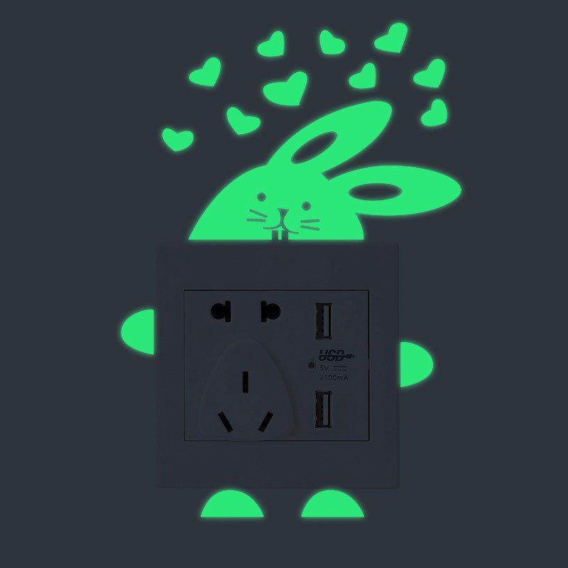 

DIY Cartoon Rabbit Shape Luminous Switch Wall Stickers, Green