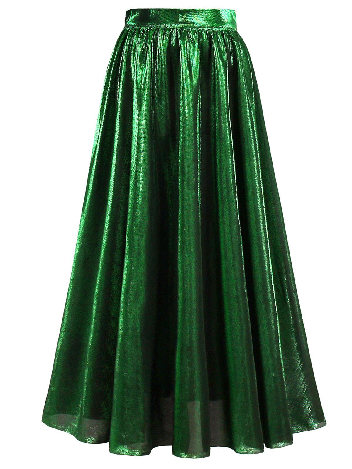 Latest High Waist Metallic Midi Skirt  
