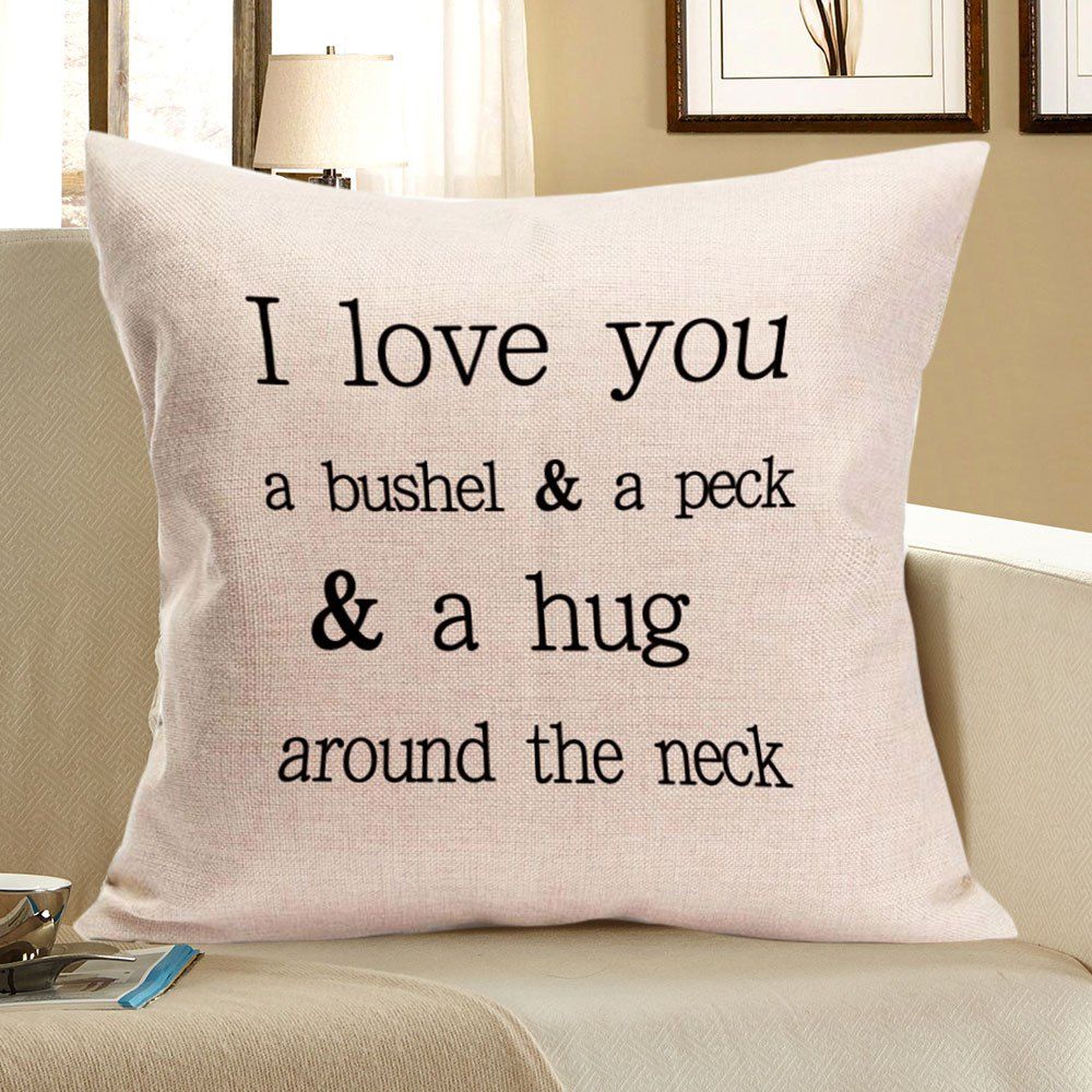 

Letters Graphic Pattern Square Pillow Case, Off-white