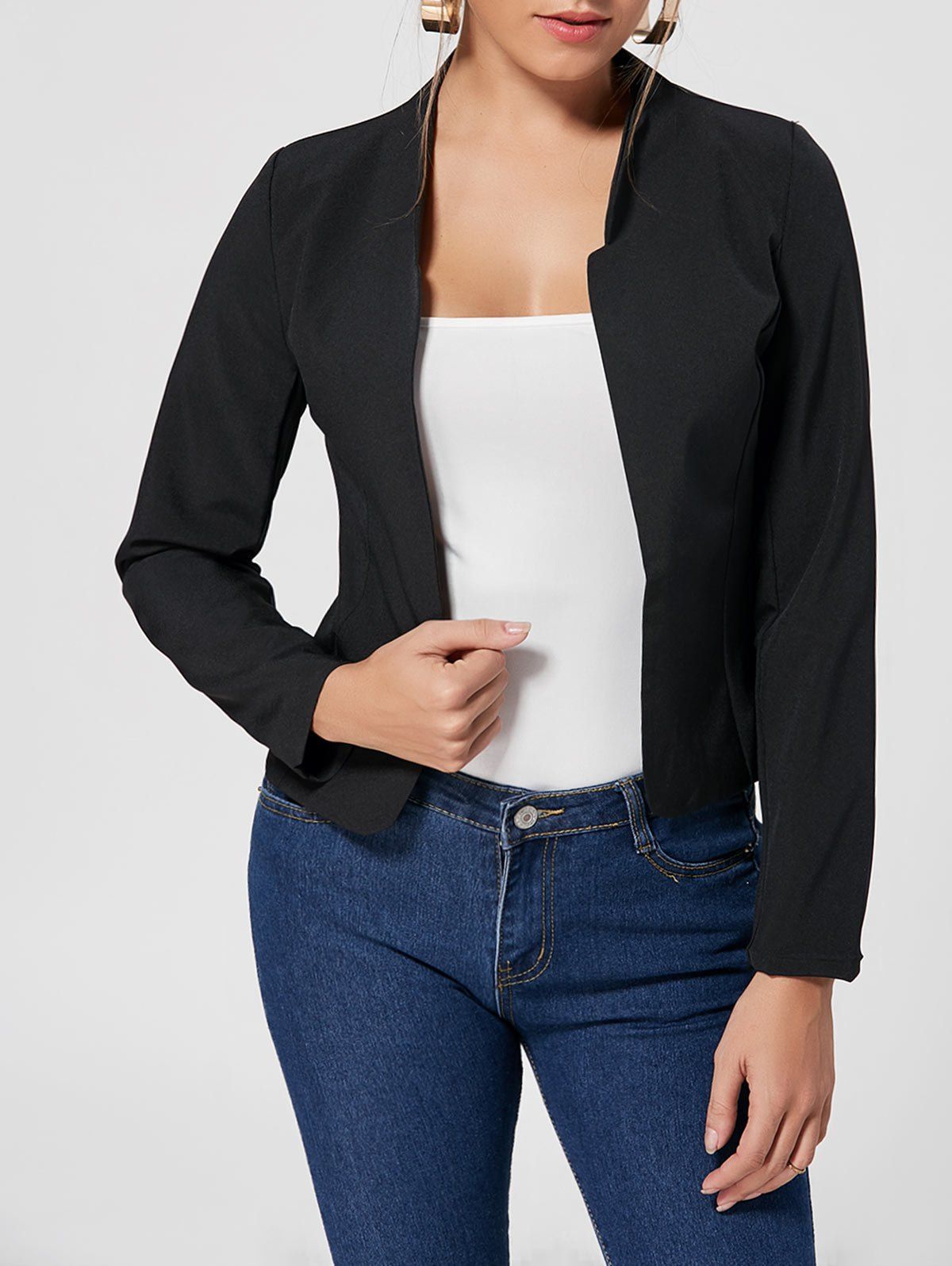 

Long Sleeve Cropped Blazer, Black