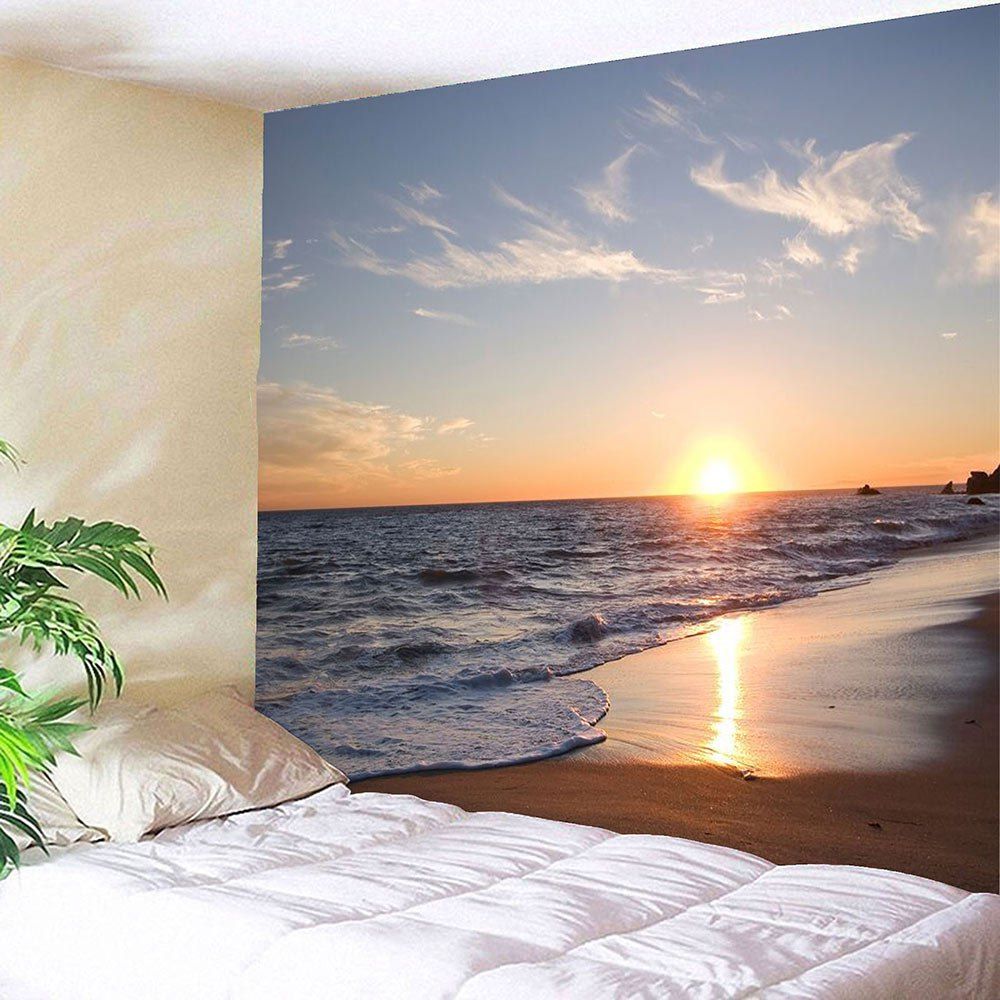 

Waterproof Seaside Sunset Wall Tapestry, Yellow