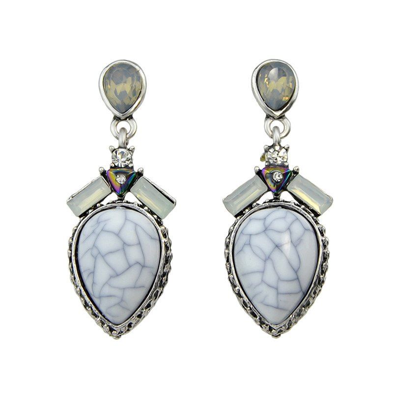 

Faux Gem Geometric Statement Earrings, Silver