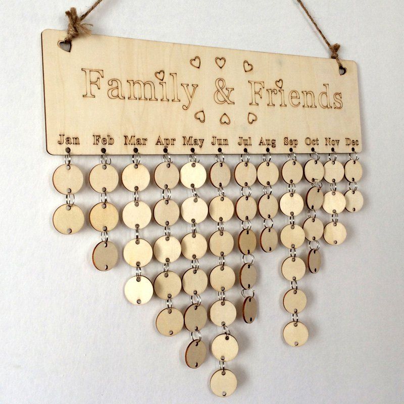 

DIY Wooden Family And Friends Birthday Calendar Board, Round