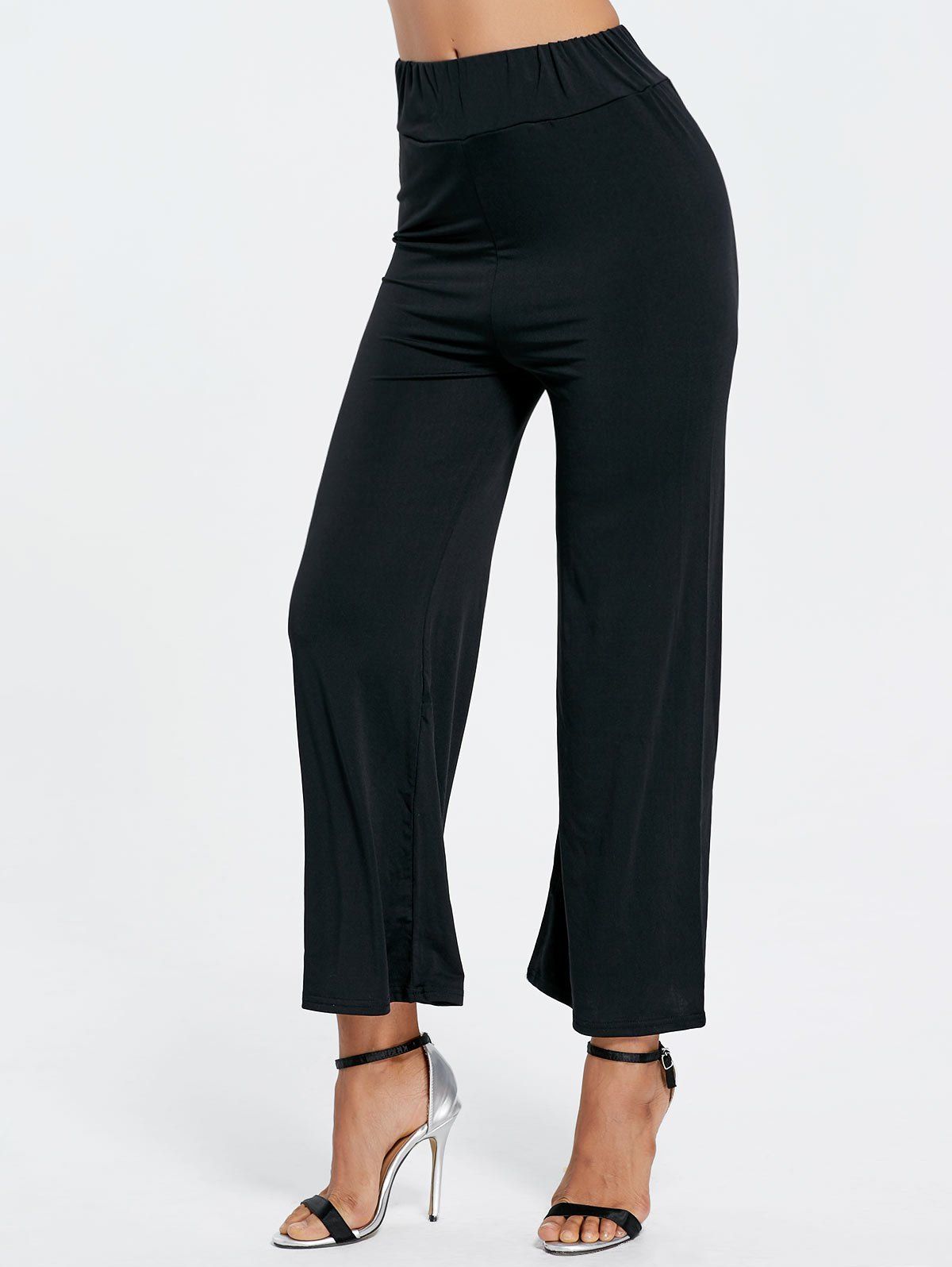 

High Waisted Ninth Wide Leg Pants, Black