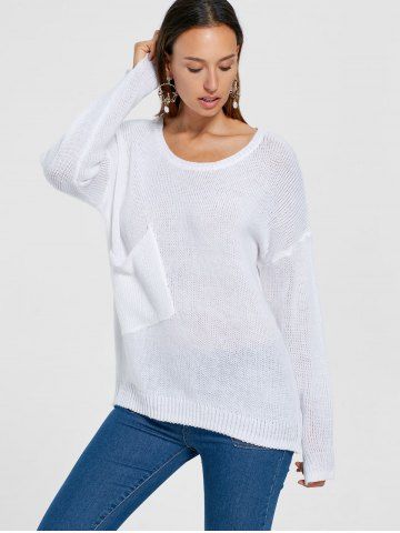 Korean Oversized Sweaters - Free Shipping, Discount and Cheap Sale ... -62% Patch Pocket Drop Shoulder Tunic Sweater