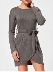 Long Sleeves Belted Casual Dress