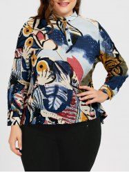Funny Pattern Button Plus Size Blouse