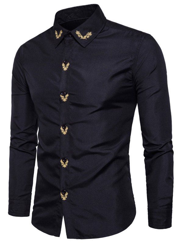 

Floral Embroidered Shirt, Black