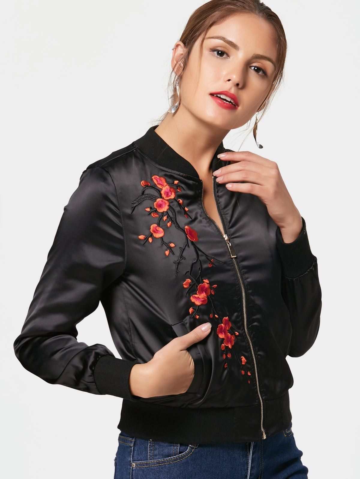Blouson Bomber Brodée Florale  
