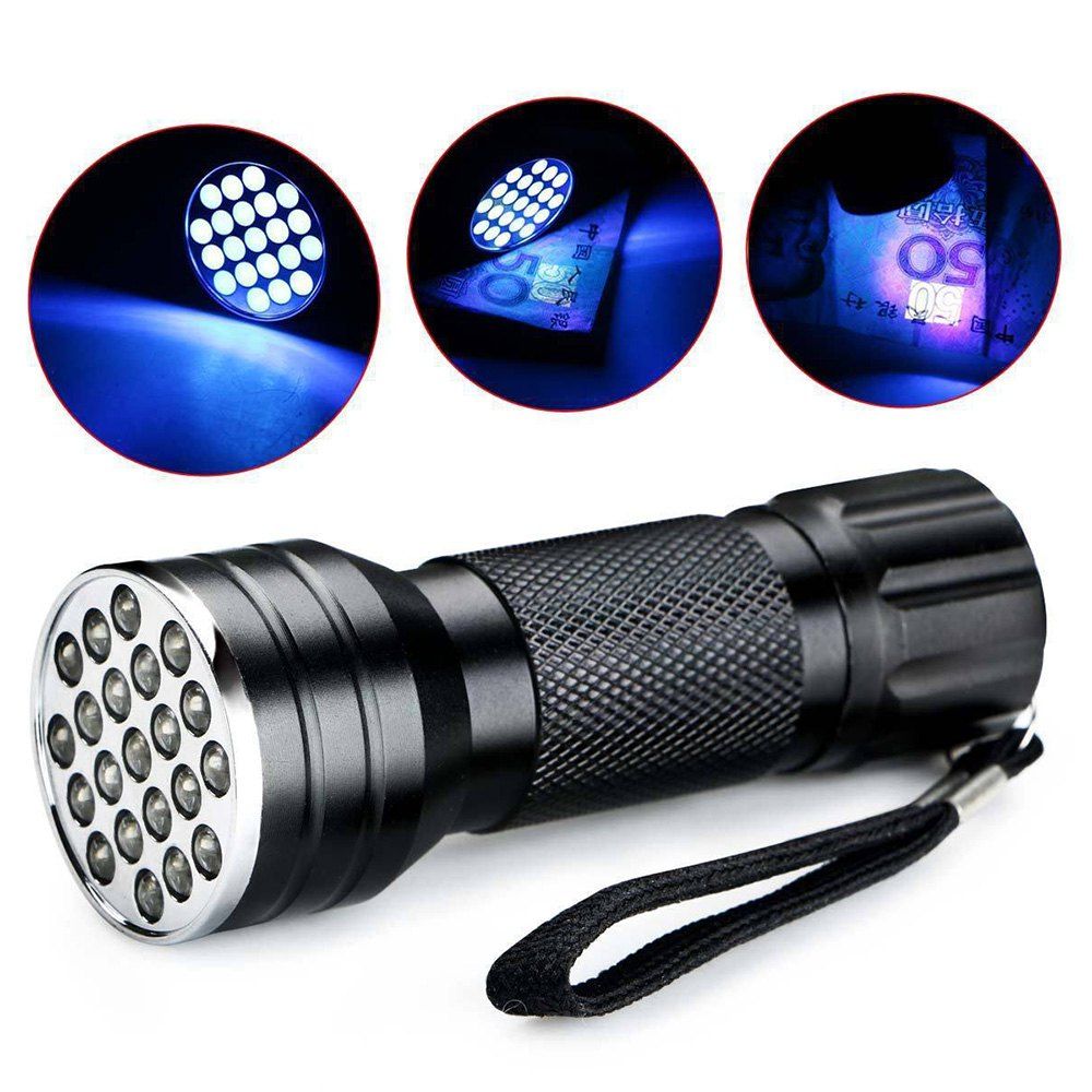 

21 LED Aluminium Alloy UV Flashlight, Black