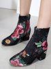 Bottes courtes à motif floral en velours -  