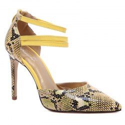 Snakeskin Ankle Strap Stiletto Heel Pumps