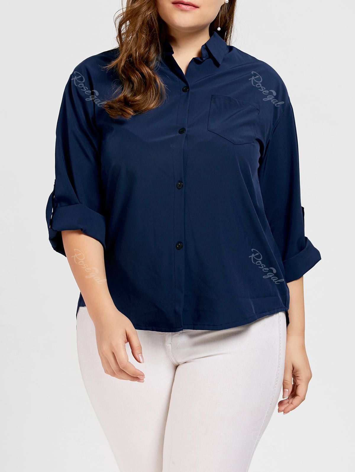 [46% OFF] Plus Size High Low Button Up Blouse | Rosegal