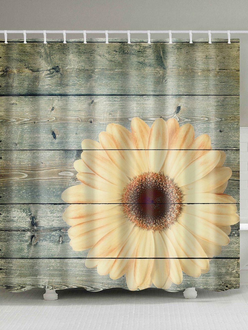 

Plank Sunflower Shower Curtain Bathroom Decor, Wood