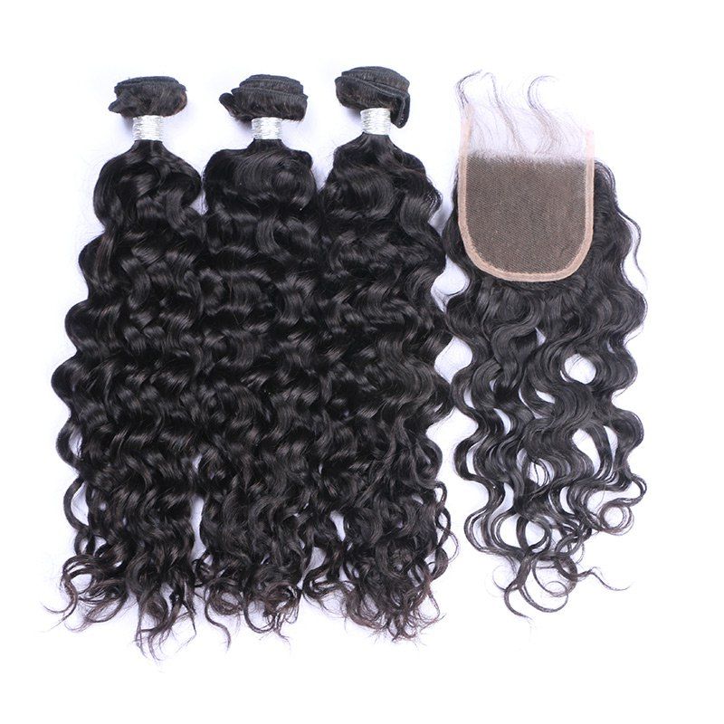 

3Pcs/Lot 7A Remy Indian Long Natural Wave Human Hair Weaves, Black;natural black