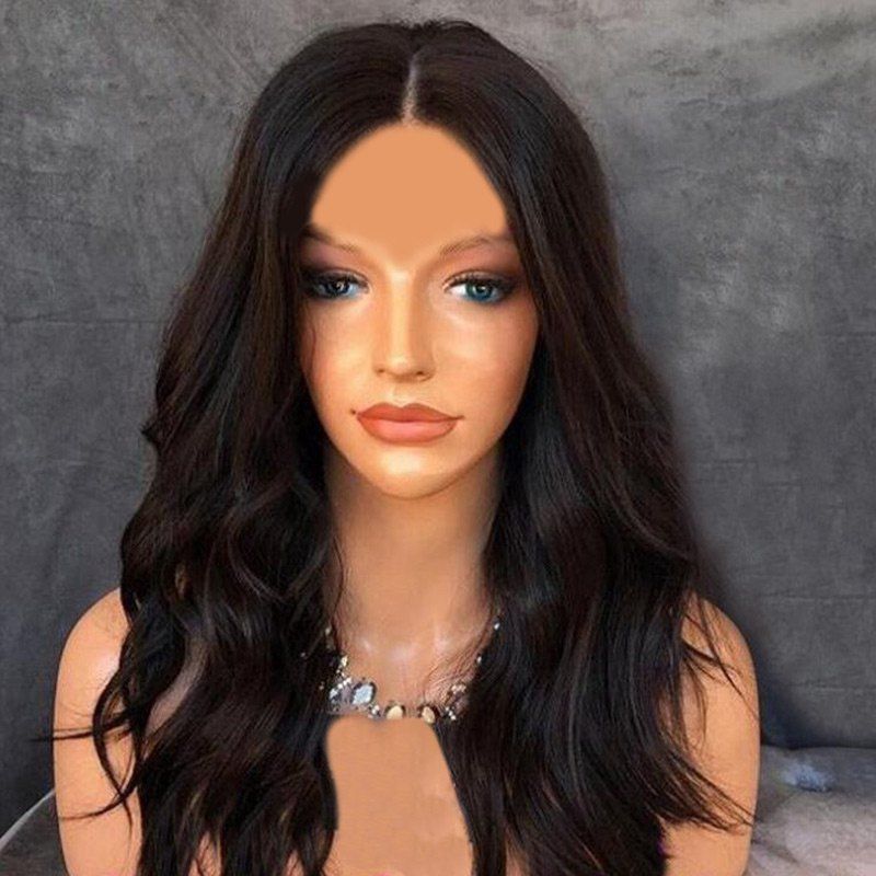 

Long Center Parting Slightly Curly Bob Synthetic Wig, Natural black