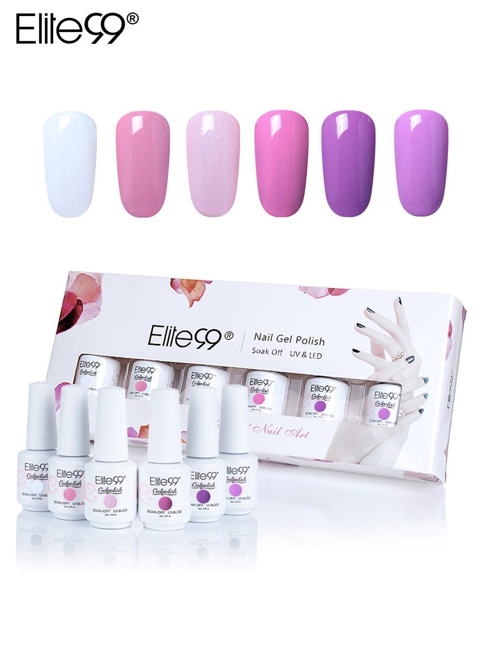 

Elite99 6 Colors UV LED Soak Off Gel Nail Polish Gift Set, #01
