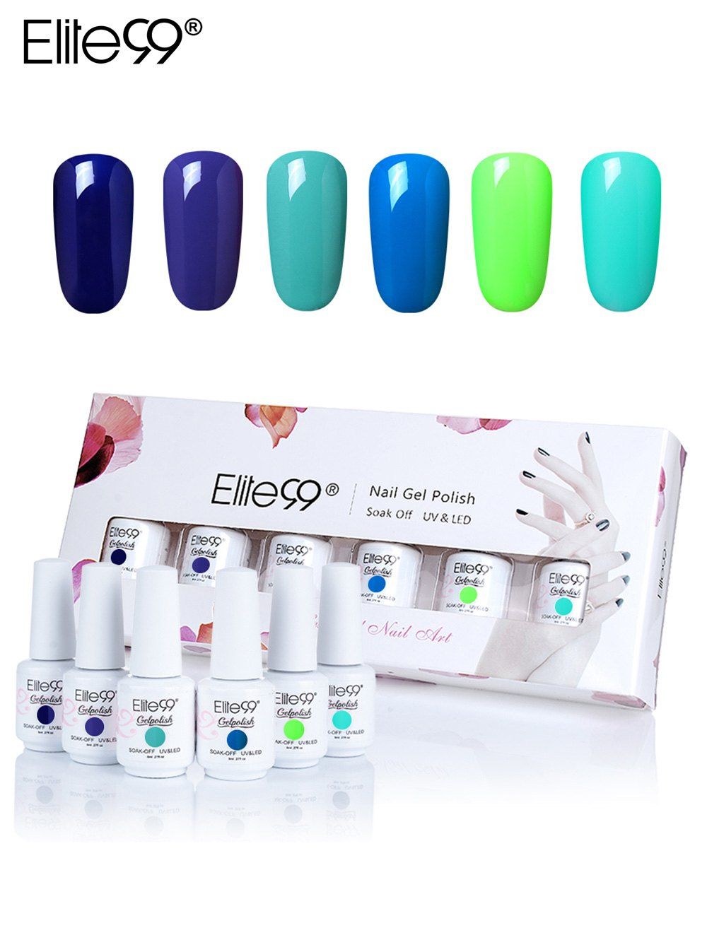 

Elite99 6Pcs UV LED Soak Off Gel Nail Art Manicure Set, #01