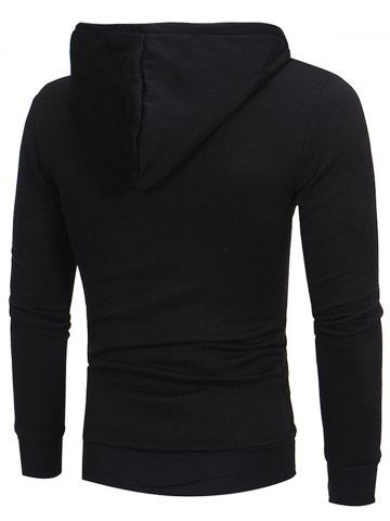 

Color Block Oblique Zippers Fleece Hoodie, Black