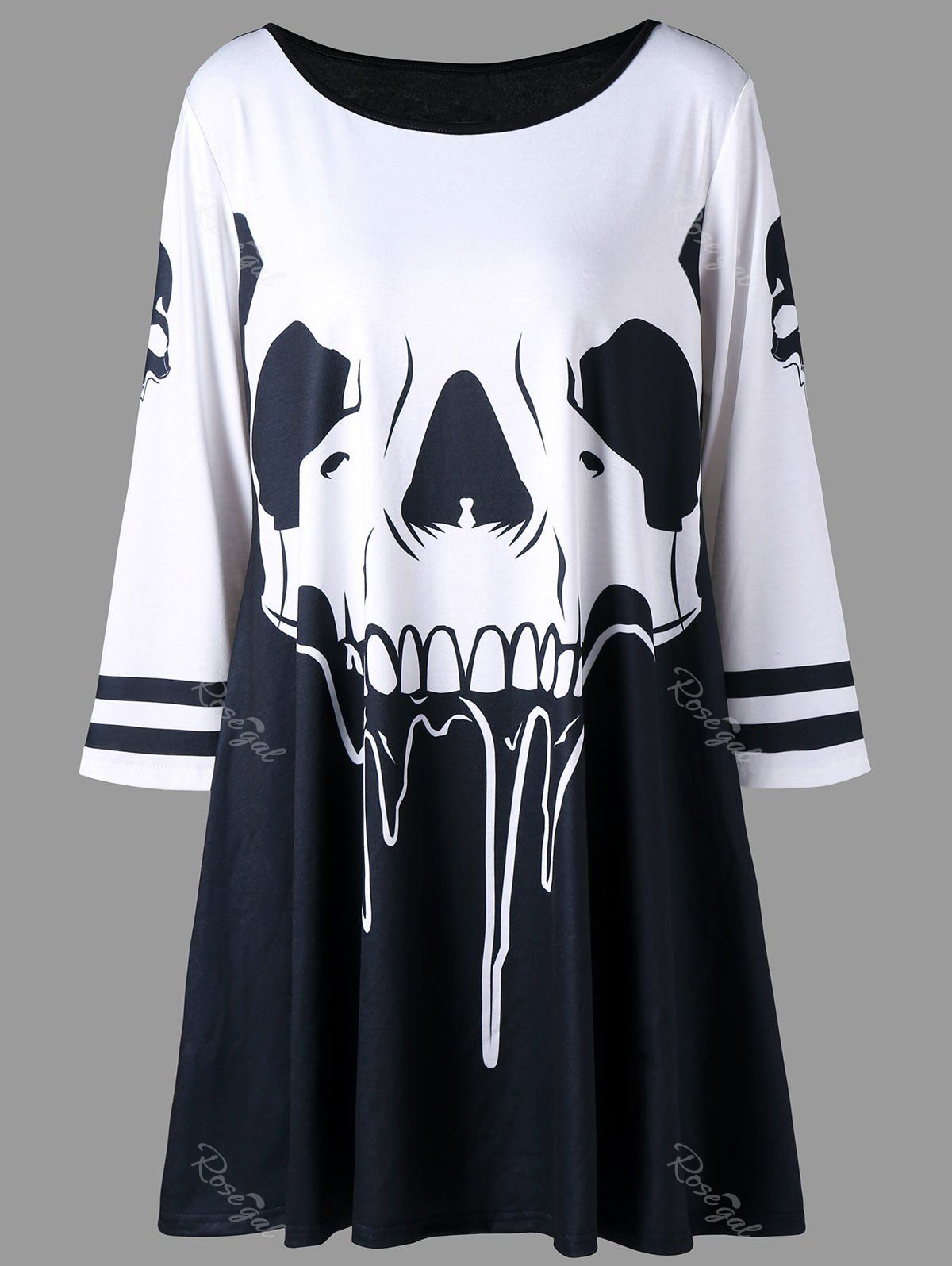 

Skull Print Plus Size Tunic Tee, White and black