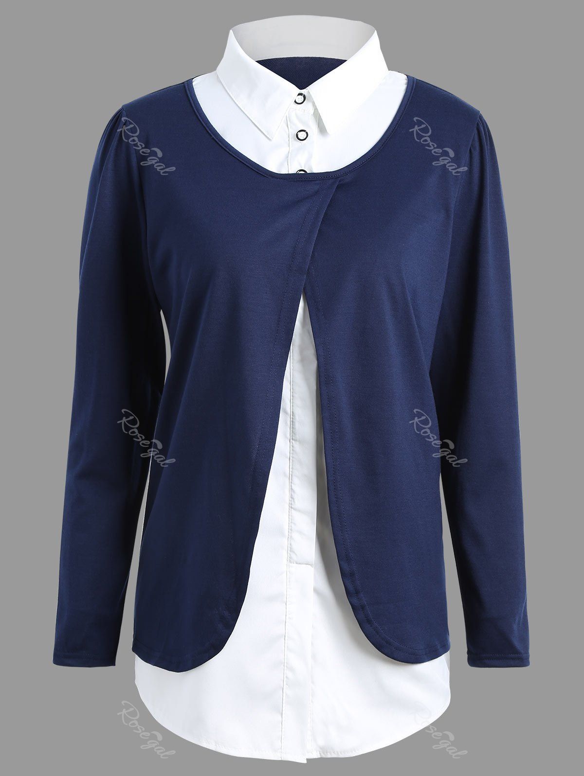 

Plus Size Overlay Slit Blouse, Blue
