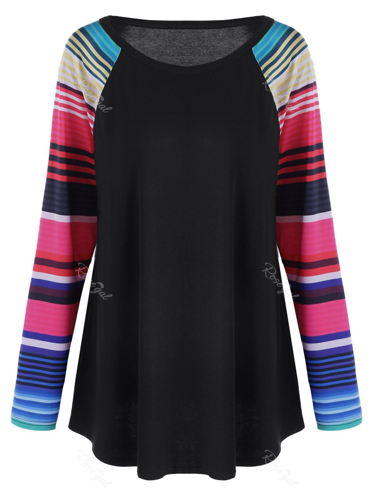 

Plus Size Striped Raglan Sleeves Top, Stripe