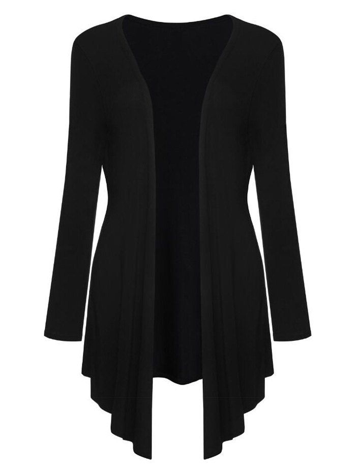 

Collarless Draped Asymmetric Cardigan, Black