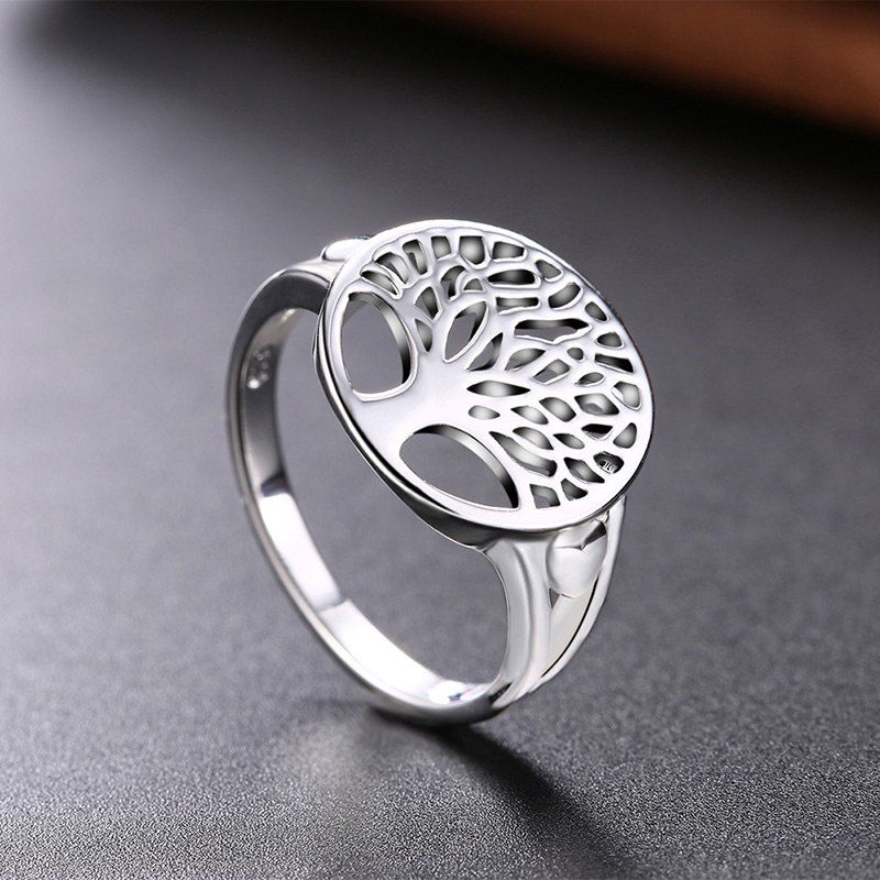 

Alloy Tree of Life Round Ring, Silver