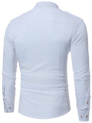 

Faux Tie Epaulet Design Pocket Shirt, White