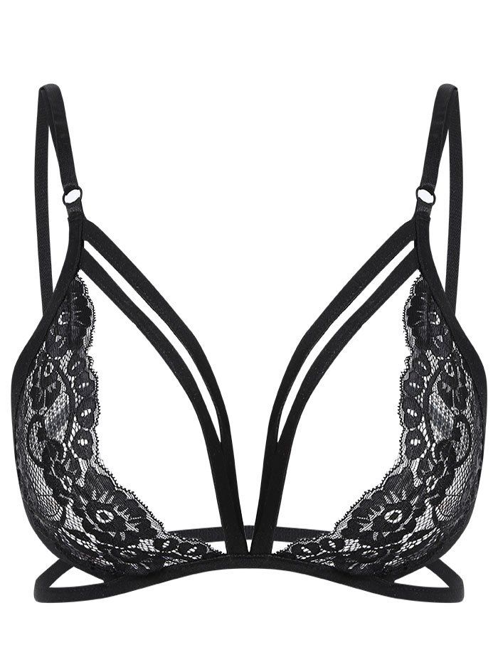 

Caged Lace Sheer Bralette, Black