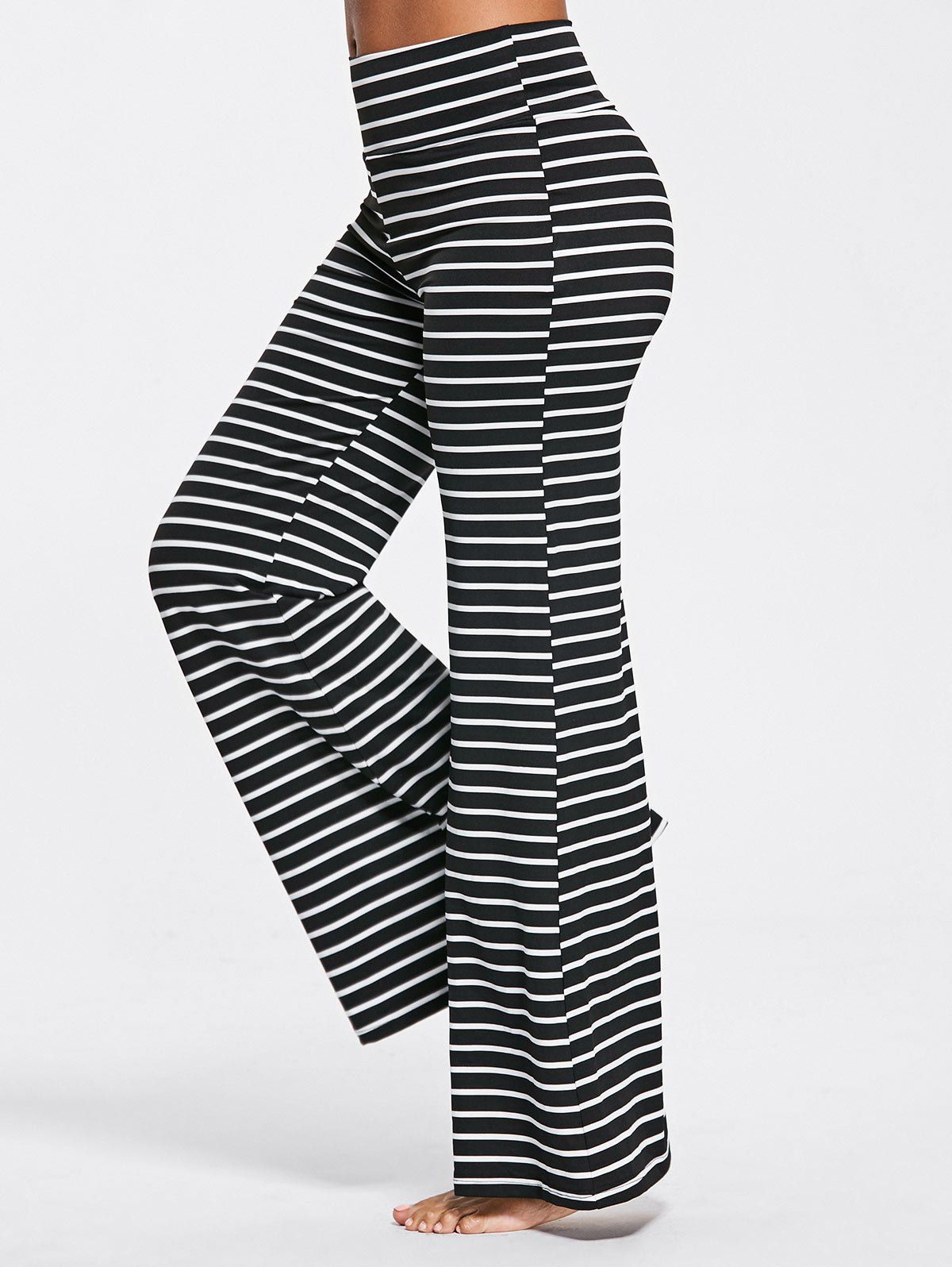 [54% OFF] Stripe High Waisted Bell Bottoms Pants | Rosegal