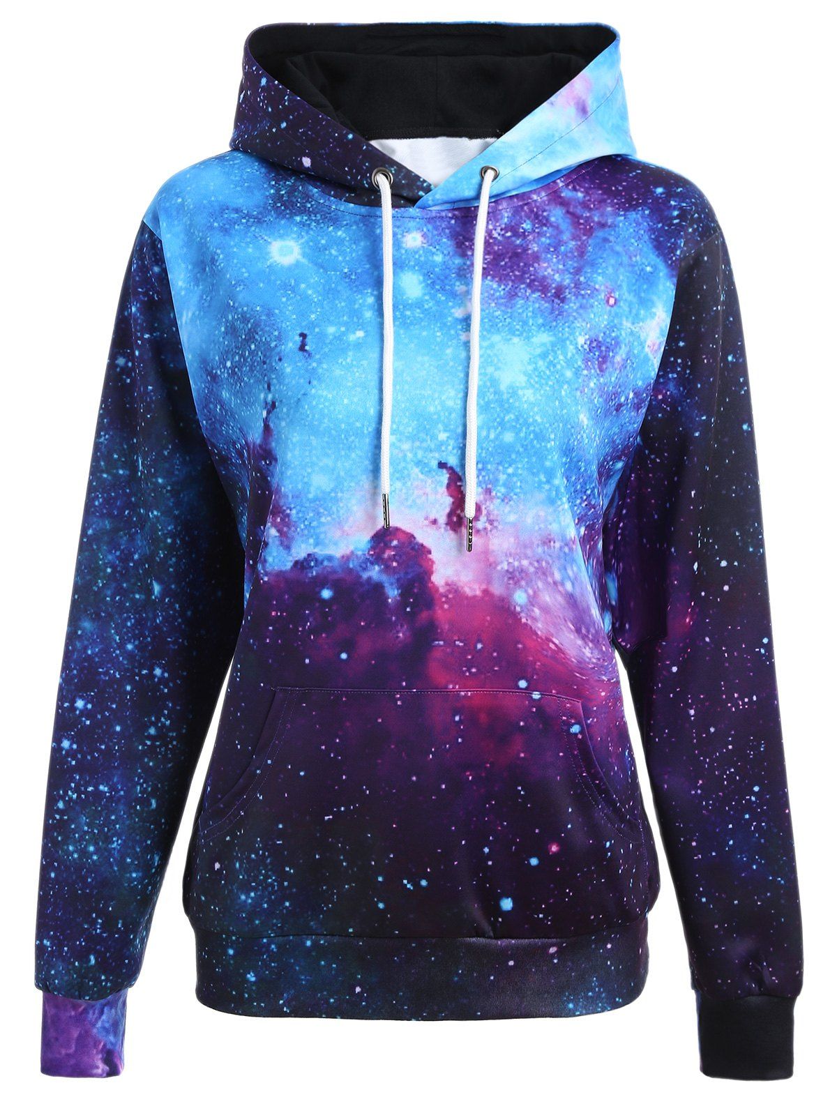 

Kangaroo Pocket Starry Sky 3D Print Hoodie, Blue