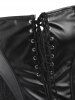 Faux Leather Plus Size Lace Zip Corset -  