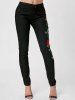 Embroidered Appliques Ripped Jeans -  