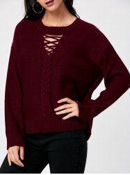 Pull en maille torsadée en tricot torsadé -  