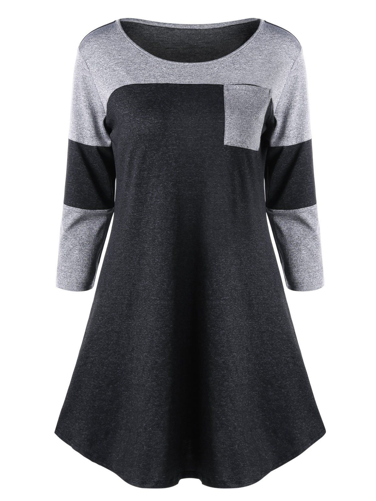 

Marled Patch Pocket Tunic Top, Gray