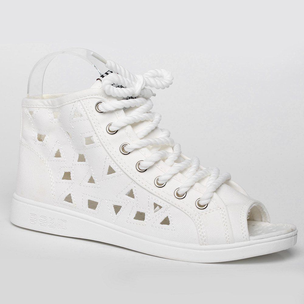 peep toe canvas shoes