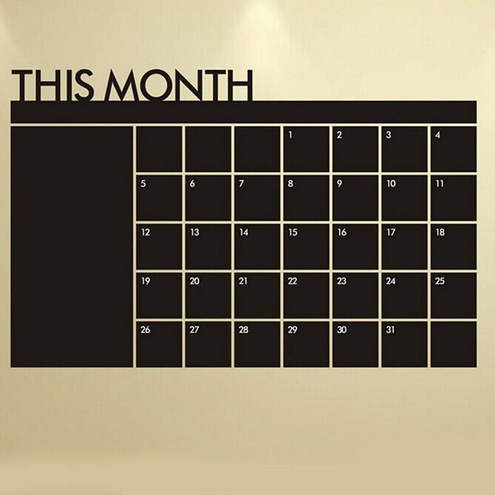 

Blackboard Calendar Record Printed Wall Art Sticker, Black