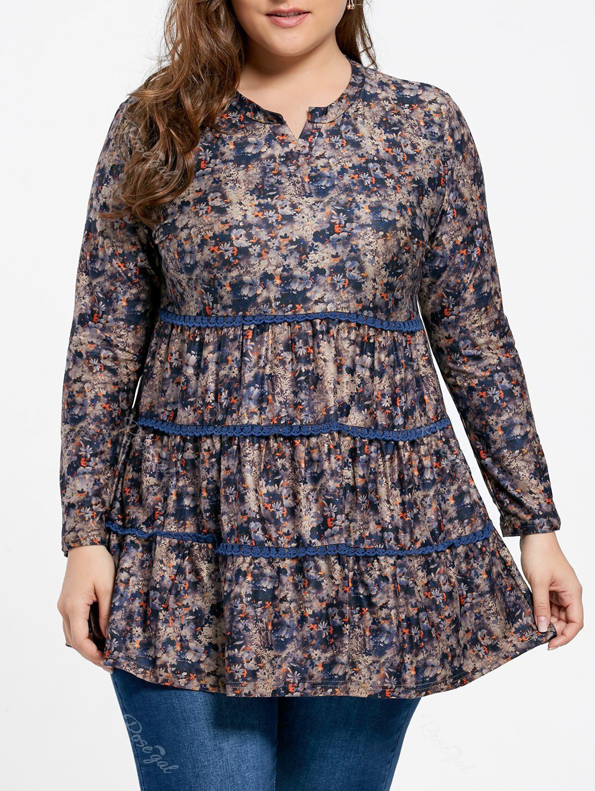 

Plus Size Skirted Floral Print Blouse, Multi