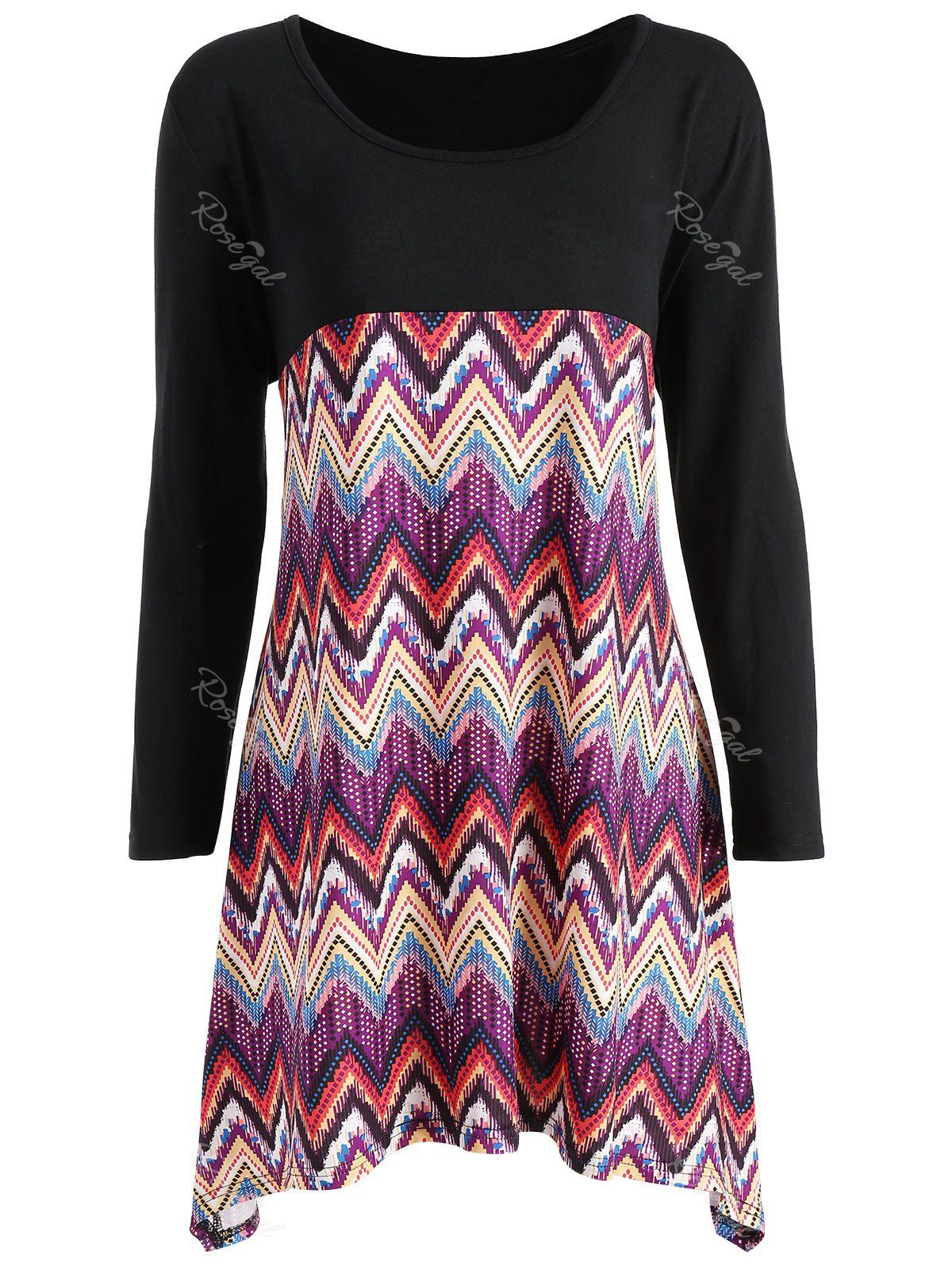 

Asymmetric Plus Size Geometric Tunic Top, Geometric print