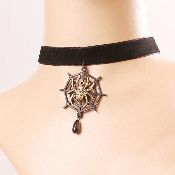 

Halloween Spider Charm Velvet Choker, Black