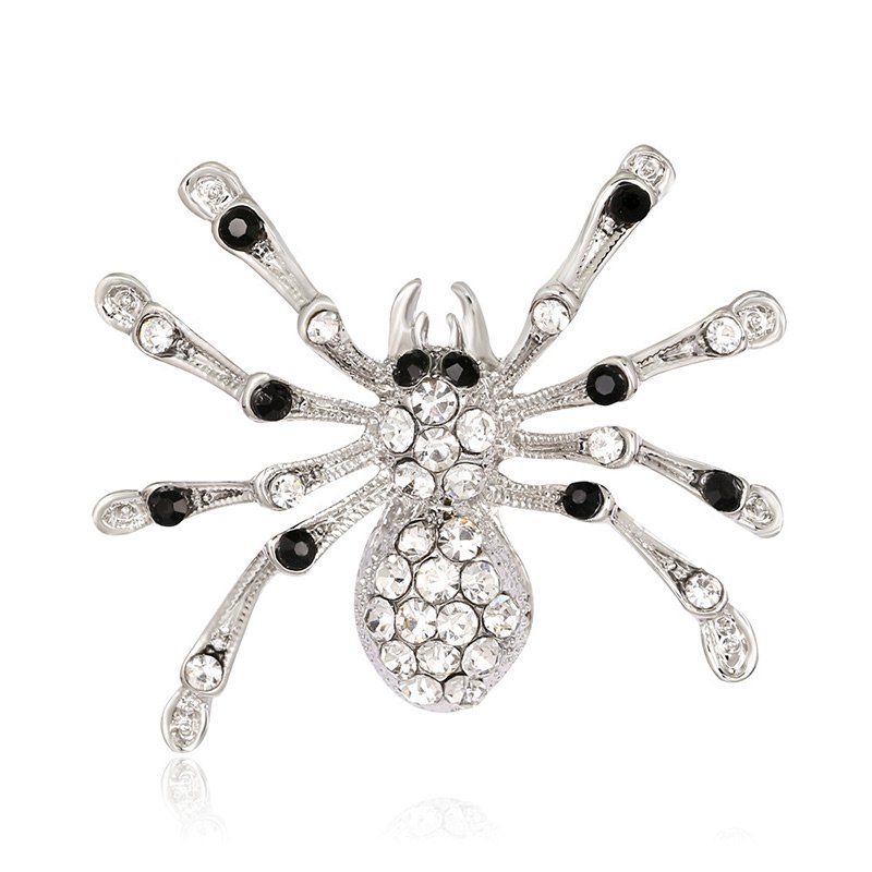 

Halloween Rhinestones Spider Shape Brooch, White