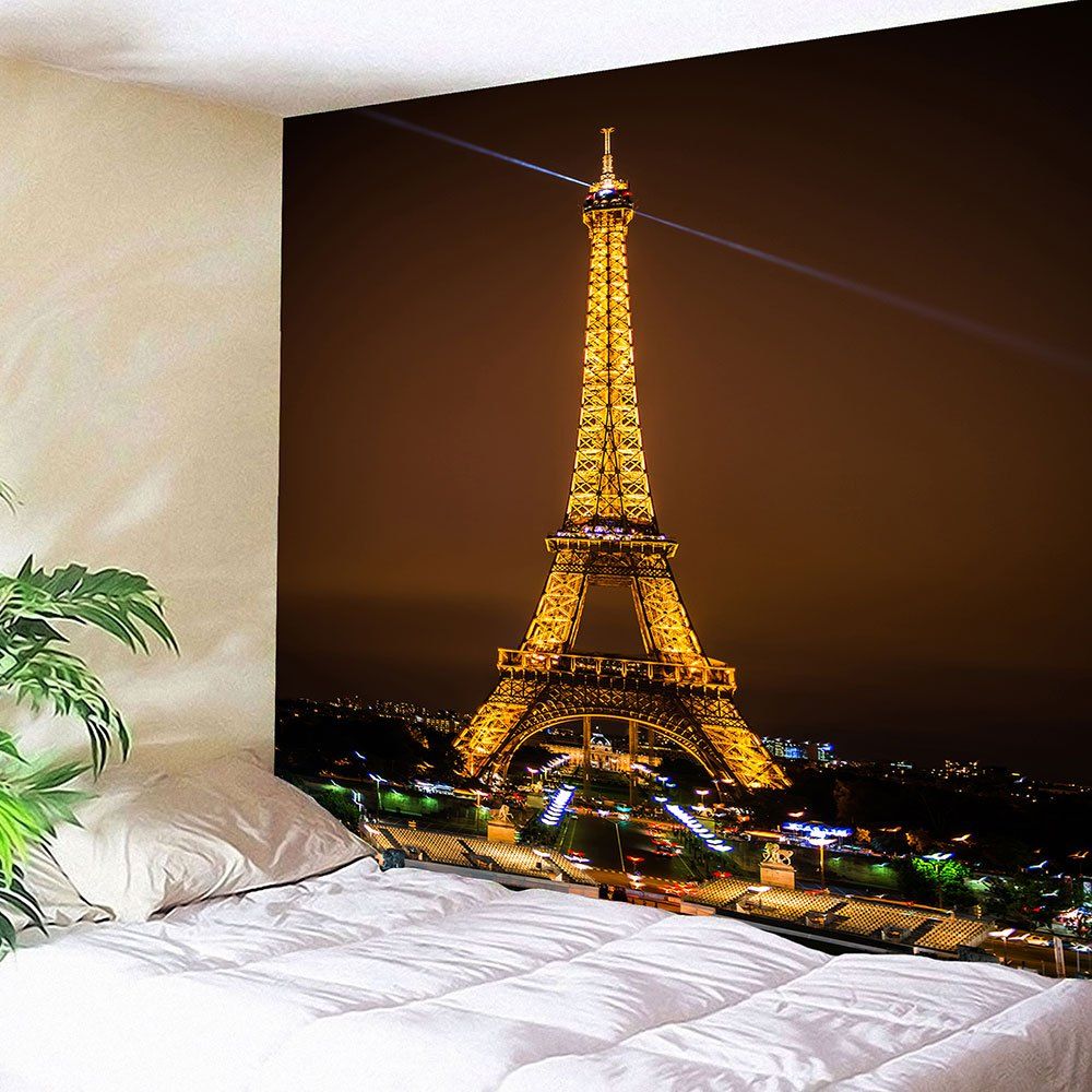 2018 Waterproof Eiffel Tower Pattern Wall Hanging Tapestry In Colorful