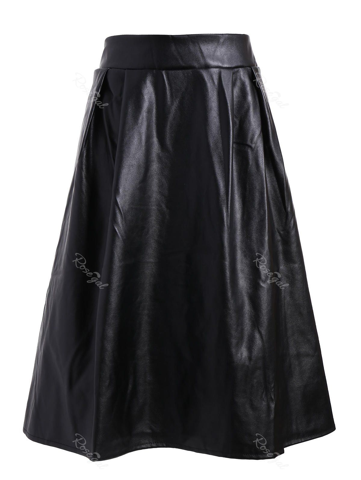 

Plus Size Midi Faux Leather Skirt, Black