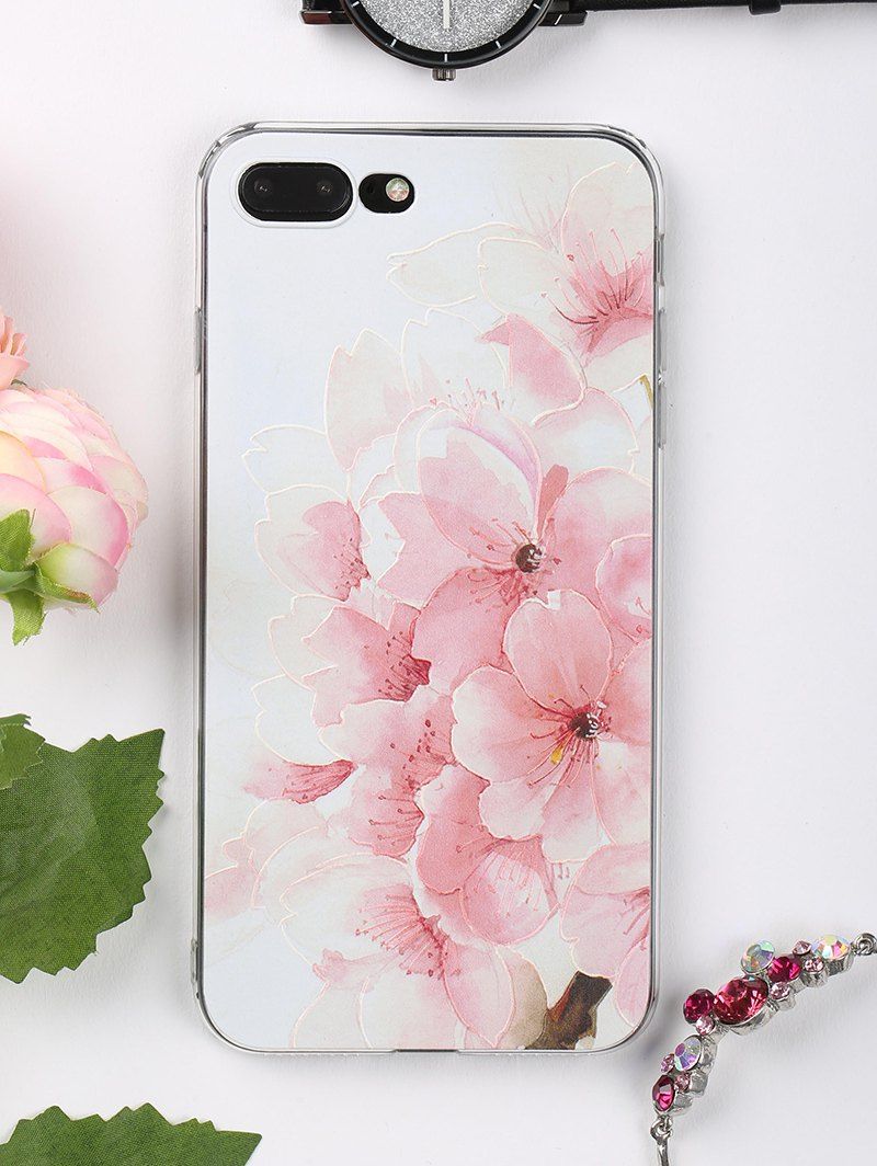 Shop Peach Flowers Pattern Protective Phone Case For Iphone  