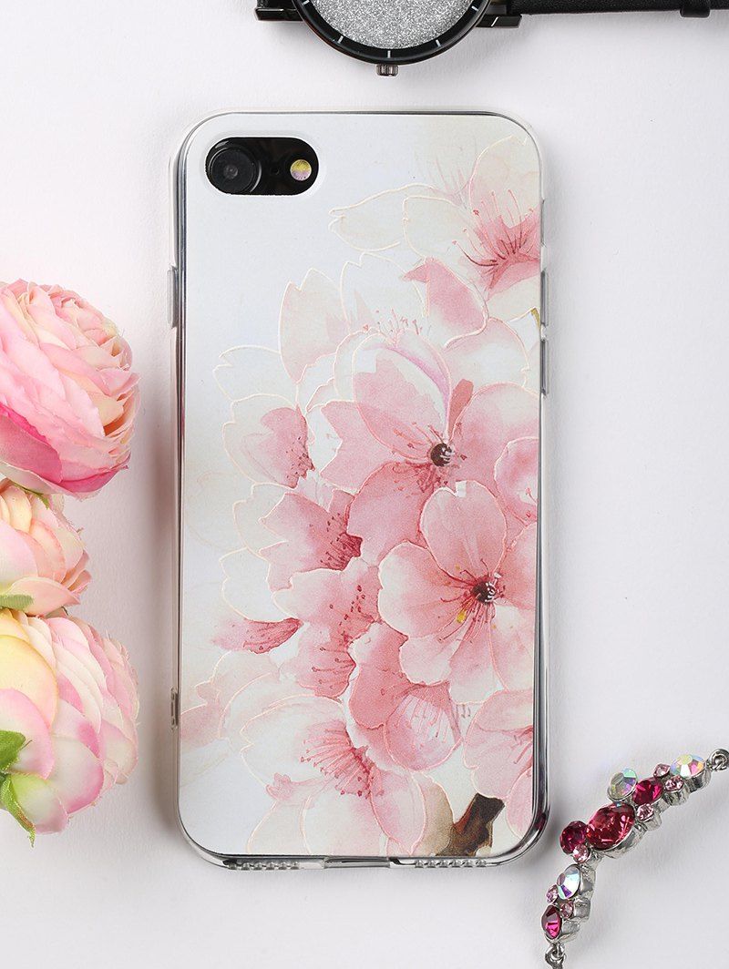 

Peach Flowers Pattern Protective Phone Case For Iphone, Light pink