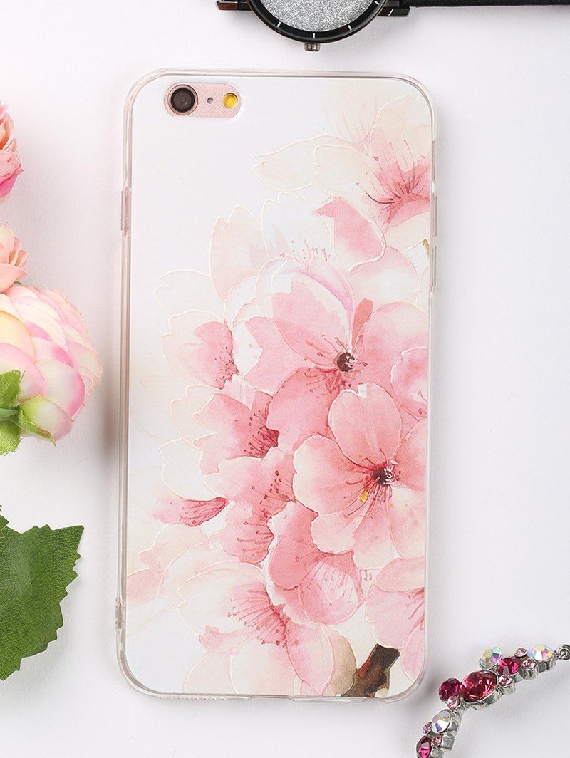 

Peach Flowers Pattern Protective Phone Case For Iphone, Light pink