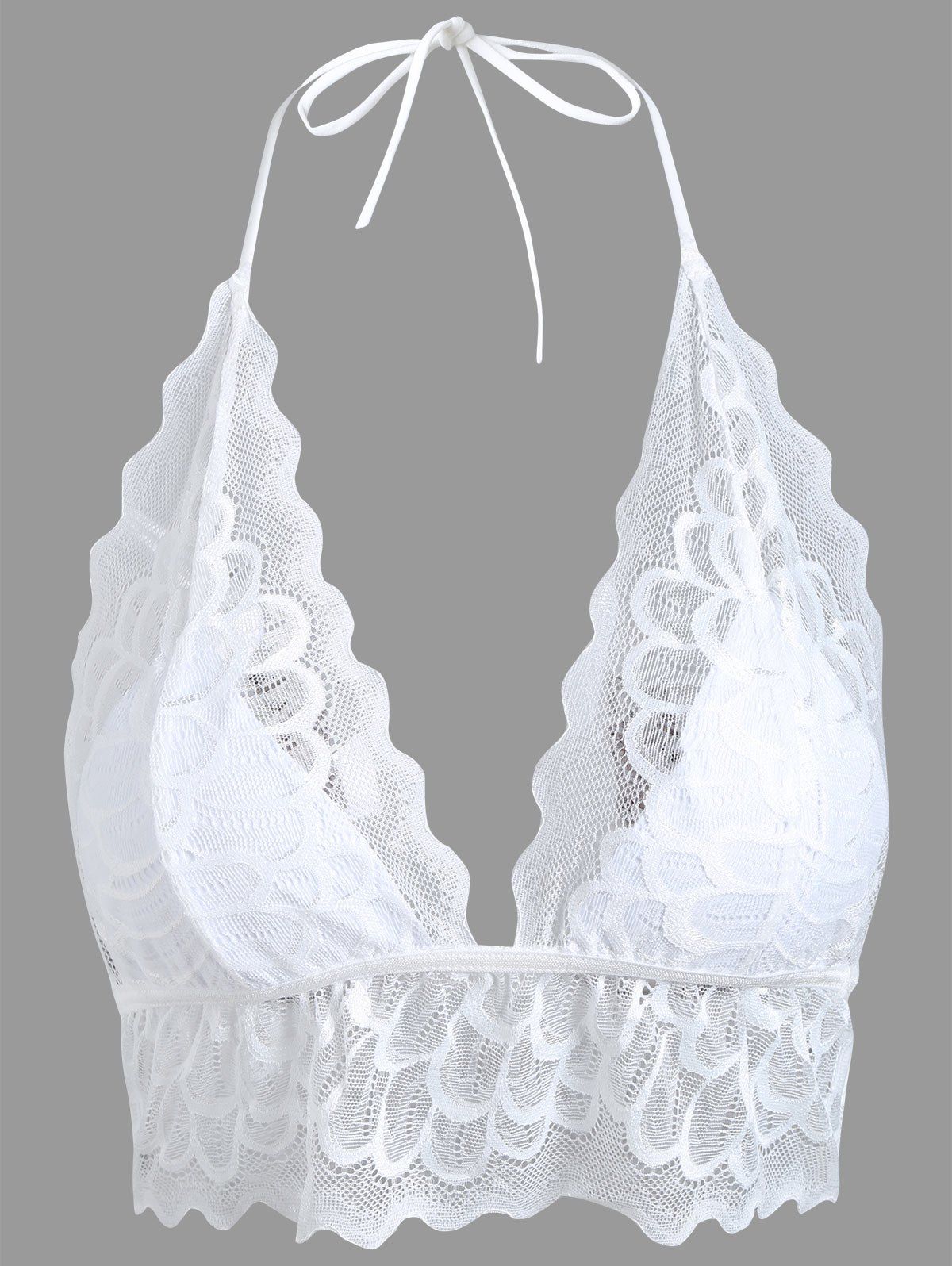 

Halter Scalloped Lace Bralette, White