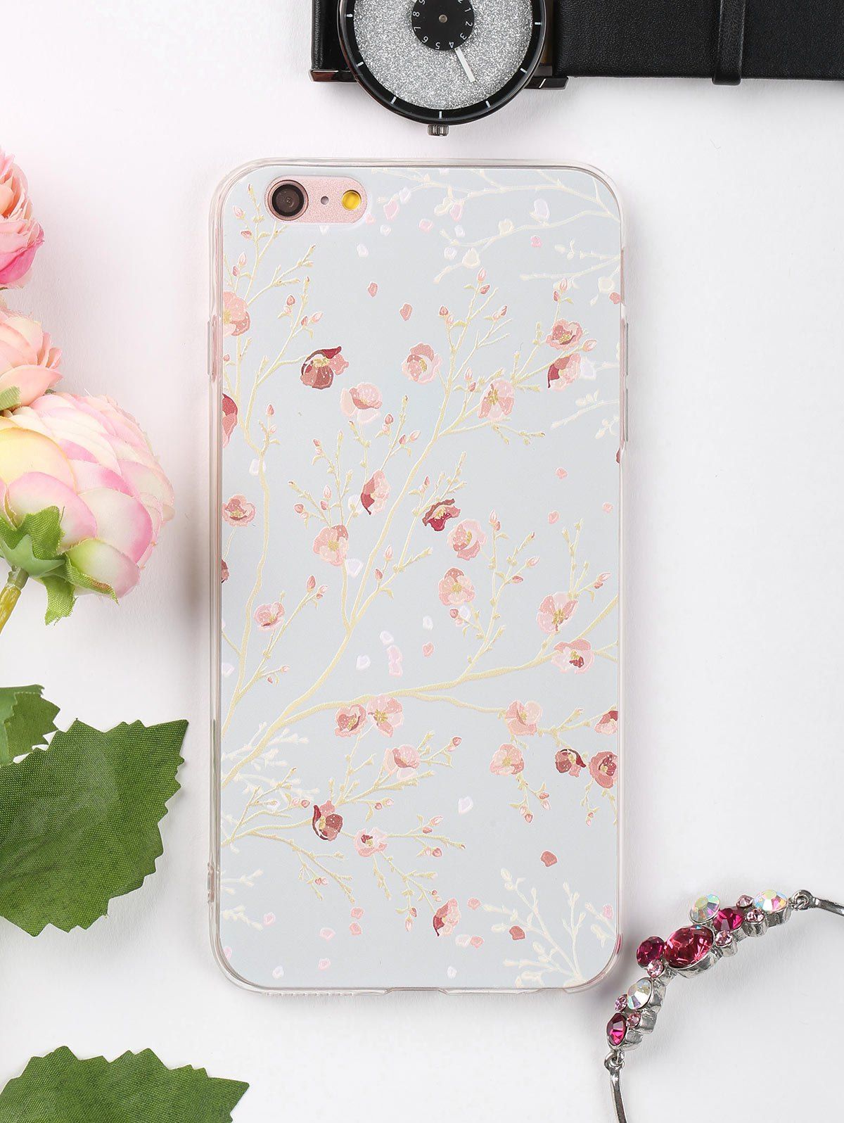 

Branch Floral Pattern Soft Phone Case For Iphone, Colormix